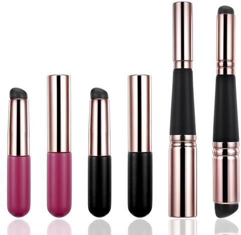 JIEYAO Doppelseitige Lippenpinsel Und 2pcs Silikon Lippenapplikator,Wiederverwendbare Lippenmaske Applikator Abgewinkelte Lippenpinsel Multifunktional Make-Up Pinsel für Lippenbalsam Lipgloss Conceale