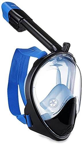 YJYJY Vollgesichts-Schnorchelmaske, Tauchmaske, Antibeschlag-Tauch-Schwimmbrille, Volltrocken-Schnorchelausrüstung, 180 ° weites Sichtfeld