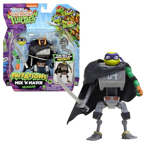 Turtles - Mechazoid Mix and Match Ninja Turtles 12 cm, samlarobjekt, actionfigur, ledad och tillbehör, från Tales of the TMNT-serien, för barn från 4 år