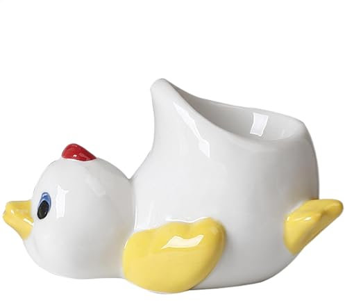 Porte-œufs en céramique – Adorable coquetier en céramique en forme de poulet/canard | Présentoir amusant en forme d'animal pour la cuisine
