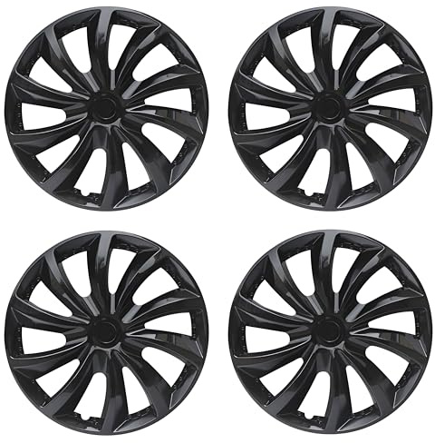 Hubcap Wheel Cover Replacement R16 Hub Caps Universal-Fit Steel Wheel Rim Cover ABS Material Exterior Accessories for Car Truck SUV -Set of 4（16-inch，Black）