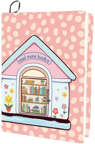 CRASPIRE Funda Elástica para Libros Diseño Lunares Rosas Reutilizable Lavable Nailon Granpara Cuadernos Tapa Dura 9 x 11 Pulgada Ideal para Aulas