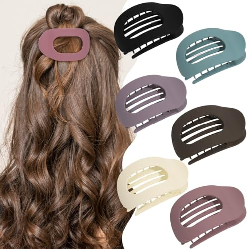 6 Stück Entenschnabel Haarspangen Damen, Flache Haarklammern, Matte Haarklammer, Rutschfest Haarspangen Dame, Seitlicher Clip, Geeignet für Dickes, Lockiges und Feines Haar (6 Farben)