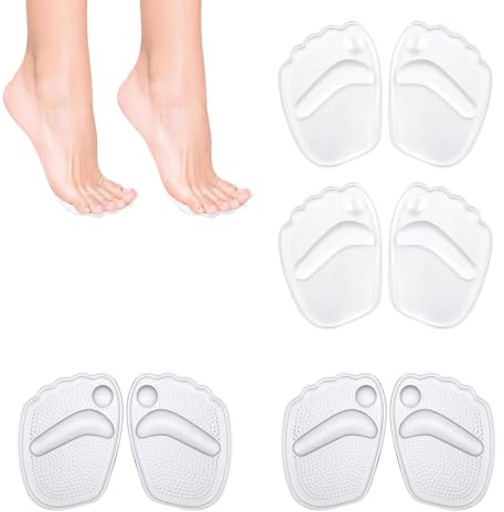 EUYKQNOI 4 pares de plantillas autoadhesivas de gel suave,almohadillas de arco de silicona transparente, reutilizables, plantillas de zapatos para aliviar la fascitis plantar, pies planos, chanclas de