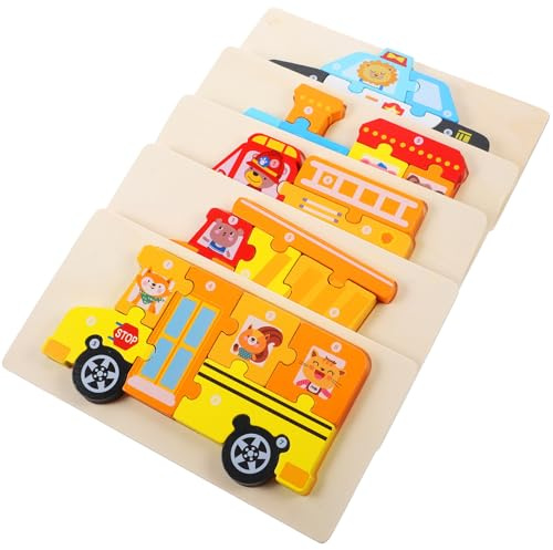 HANABASS 5sätze Holzpuzzle Für Kleinkinder Jahre Puzzlespielzeug Holzpuzzles Zum Selbermachen Pädagogisches Spielzeug Für Junge Mädchen