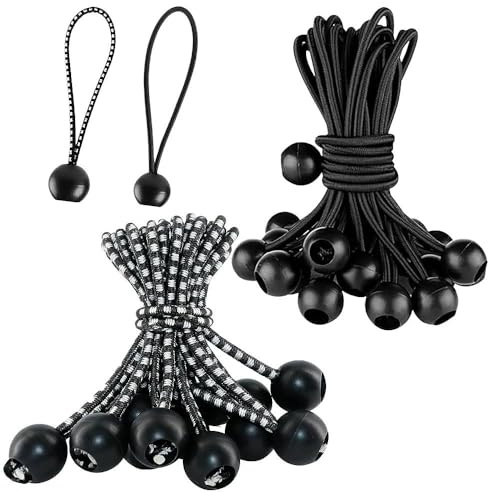 24 Stück Spanngummis mit Kugel, Planenspanner für festen Halt | 4 mm Gummiseil, 12,7 cm Länge, dehnbar bis 20 cm, für Planen, Zelte, Banner, Pavillons und Anhängernetze