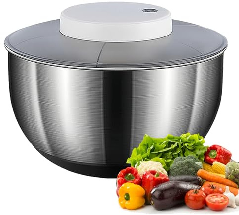 Deshidratador De Ensaladas Eléctrico, Lavadora De Verduras Recargable por USB, Cesta De Deshidratación De Acero Inoxidable De 4,8 L, Secado Automático con Un Solo Botón
