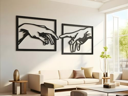 VAILLA Wand Deko Line Art Holz 3D – Wandbild Wanddeko Wohnzimmer Büro Flur | MDF Sperrholz, Lasergeschnitten, Gesichter Linienkunst, 5 Größen, Schwarz Silber, personalisierbar, Eingang Esszimmer Büro