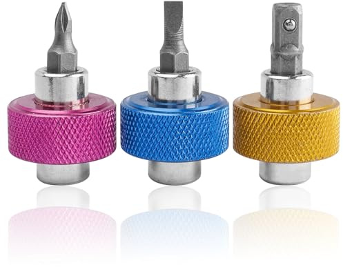 Bestgle 3Pcs Finger Grip Drivers Set, 2-in-1 Magnetic Finger Socket Wrench with Short Stubby Mini Screwdriver for Tight Space Repairs