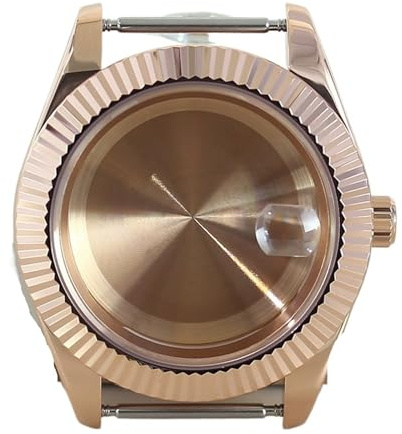 1 st 39 mm for Miyota8215 urverk räfflad böjd klockfodral Rem skjutspänne Safirglas 28,5 urtavla(NO.55 Solid Back B)