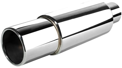 Catekro Silenziatore finale in acciaio inossidabile ingresso 63mm, Silenziatore scarico Scarico sportivo ingresso 2,5 uscita 3,5 14,17 Silenziatore finale scarico Risonatore Sostituzione per Auto