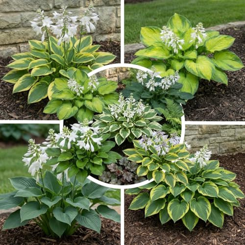 FLORIUM Hosta Pflanze Winterhart 5 Wurzeln, Funkien Duftend Kollektion - große Funkia-Pflanzen Winterharte, wurzelnackte Stauden aus Holland (keine Samenzwiebeln)