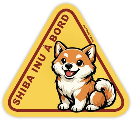 Sticker Shiba Inu À Bord V1 15x14 cm, Autocollant Chien Voiture Premium, Vinyle Cast Brillant Anti UV Anti Rayures, Sticker Vitre Arrière Carrosserie Auto, Design Exclusif PARINTHA