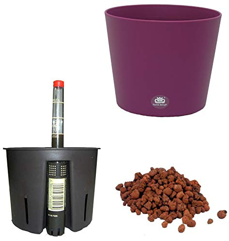 happy nature Set 4 teilig Hydro Set Blumentopf Flori Ø 16 lila Kulturtopf Wasserstandsanzeiger Blähton