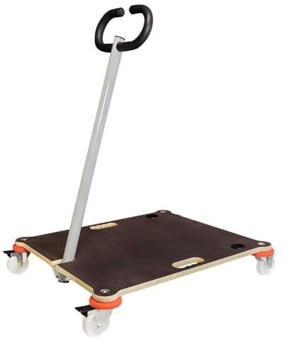 WAGNER Transportroller Transporthilfe Stapelwagen I 70 x 60 x 12,5 cm, Tragkraft 200 kg I Stapelwagen für Stühle Gastronomie I Deichsel I Möbelroller mit Umgebung Schutzprotektoren I FSC® I Made in DE