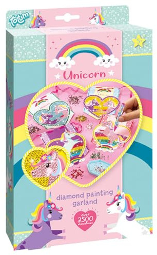 Totum 71056 Unicorn Diamond Painting Girlande – Gestalte Schablonen und bastle eine süße Einhorn-Girlande im Glitzerlook