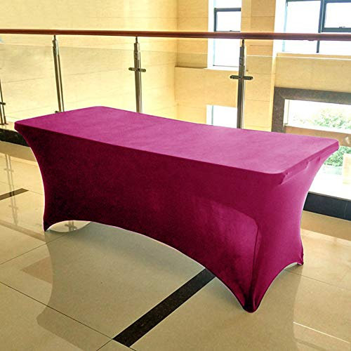 ele ELEOPTION Stretch Husse,Rechteckige Tischhusse,Premium Spandex Tischabdeckung,Biertischhussen für 4 Fuß Tisch Waschbar Tischdecke für Küche Hochzeit Party Bankett (Rosarot, 183 x 76 x 76 cm)