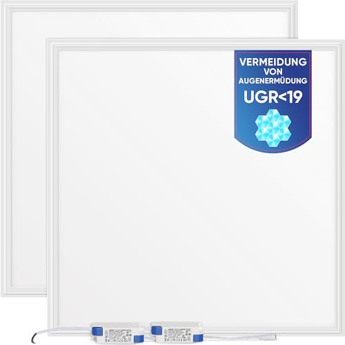 LECOM 2x LED Panel Neutralweiß UGR19 CRI90 3960lm LED Rasterleuchte Büro