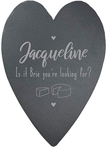 eBuyGB Personalised Slate Cheese Board | Heart Serving Platter, Place Mat