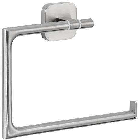 tesa ESTEETIC Handtuchring, verchromt - Handtuchhalter-Ring eckig - zur Wandbefestigung ohne Bohren, inkl. Klebelösung - 185mm x 154mm x 45mm