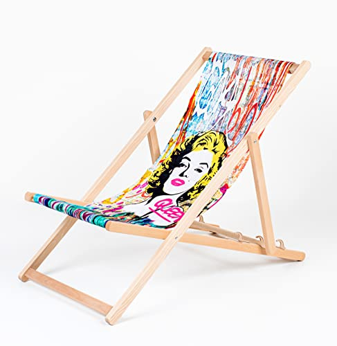 Merino Wool Moderne Liegestuhl Sonnenliege Klappbar Gartenliege Rückenlehne verstellbar leicht klappbar Garten Balkon Strand Outdoor Holzklappstühle Naturholz Lounger (1, Queen Marilyn)