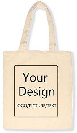 XIESHNAG Tote Bag Personnalisable,Persdonnalisation, Prénom, Texte, Image, Sac Personnalisable, idée Cadeau Noël Anniversaire Naissance Mariage (Beige)