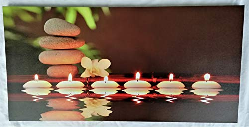 Geschenkestadl Led Wandbild Feng Shui 6 Schwimmkerzen 30cm x 60cm Kerze