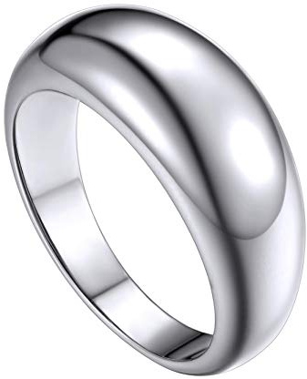 GoldChic Fashion einfache Konvexer Bandring Edelstahl 8.8mm Breite Schmal dünne Vorsteckring Promise Stapelring Ehering einfach Schmuck Accessoire für Damen Herren Ringgröße 64.6（20） in Silber