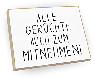 Kühlschrankmagnet mit Spruch - Handmade aus Buchenholz - Magnet für Kühlschrank Süß Witzig Lustig - Küchen Kühlschrank Deko 6.5cm x 5cm - Geschenk-Idee (Alle Gerüchte auch zum Mitnehmen)