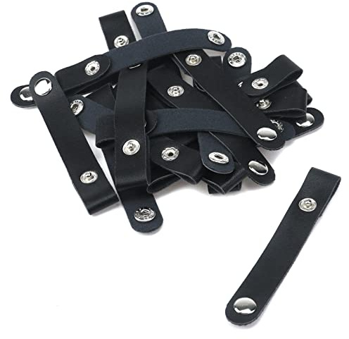 Dnyta Leder-Kabelbänder mit Druckknöpfen, Ladekabelbinder, Management-Verlängerungskabel für Kopfhörer- oder USB-Datenkabel, Schwarz, 20 Stück
