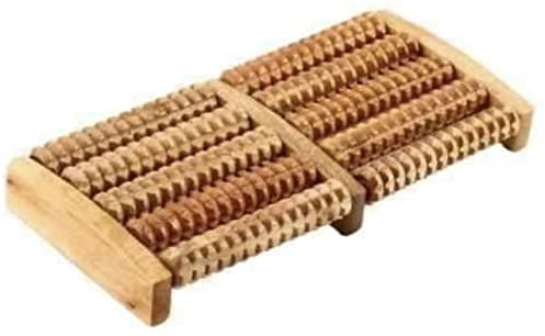 HTUK Wooden Foot Massage Roller with 10 Wheels for Reflexology