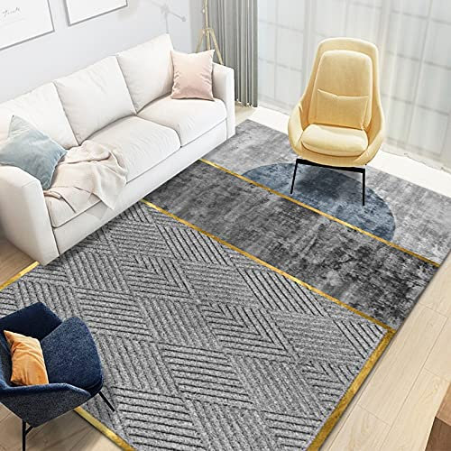 DJHWWD Couchtisch Groß grau fleckerlteppich kurzflor Teppich Geometrischer Wohnzimmerteppich Schlafzimmer Waschbar 60x120cm Teppich Weich Teppich rutschfest