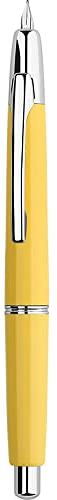 erofa Majohn A2 Press Füllfederhalter Extra Feine Feder mit Box, einziehbarer Gelber Harz Tinte Stift mit Konverter Schreibstift Set (Silber Clip Version)