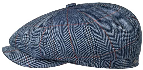 Stetson Hatteras Pascoli Flatcap Elegante Seidencap Made in EU Herren Frühjahr Sommer blau 57 cm