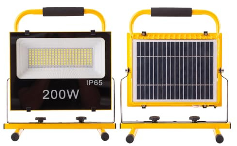 Proyector LED Solar 200W 6500K Panel: 6V/12W Bateria: 7.2V/18000MaH Control Remoto [WR-KFL-E-200W] | Greenice