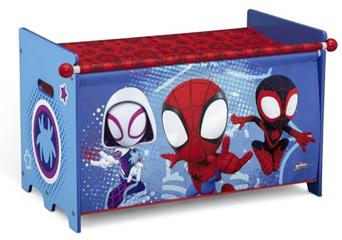 Delta Children Marvel Spidey and His Amazing Friends Toy Box with Retractable Fabric Top, Blue