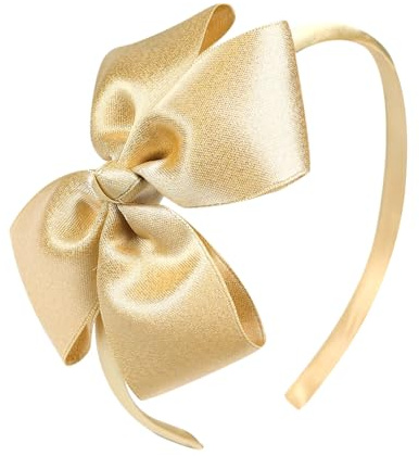 AMYDECOR Fashion Cute Bow Headband for Girls, Kids, and Toddlers (Gold)