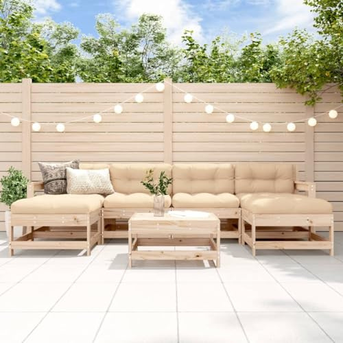Gecheer 7-TLG. Gartenmöbel Set Holz Sitzgruppe Garten Loungemöbel Gartenlounge Sofa Lounge Sofa Terrassenmöbel Gartensofa Sitzgarnitur Gartengarnitur Garten Lounge Set Massivholz Kiefer
