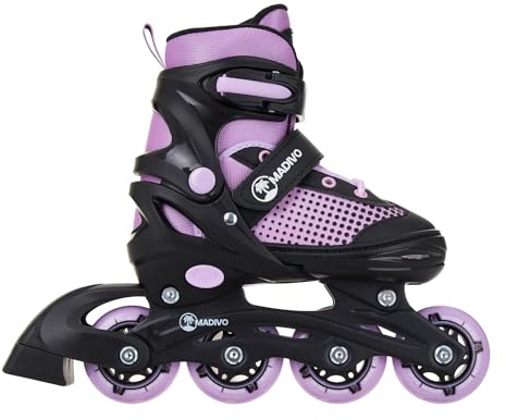 Madivo Horizon Girl Inliner VERSTELLBAR | ABEC-5 Kugellager Inlineskates | für Damen - Mädchen - Kinder | Schwarz/Rosa | Größen: 30-33, 34-37, 38-41 (M (34-37))