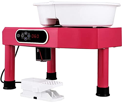 JOMRTS Electric Pottery Wheel Machine 25CM Pottery Wheel Forming Machine 380W Electric DIY Clay Tool with Foot Pedal and Detachable Basin for Ceramic Work Art,White