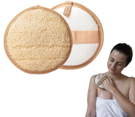 Loofahcrafts - Esponja de Luffa Natural Egipcia, Guante Exfoliante Corporal, Estropajo Ecológico Redondo para Baño, Esponja de Ducha y Cuidado de la Piel Sensible