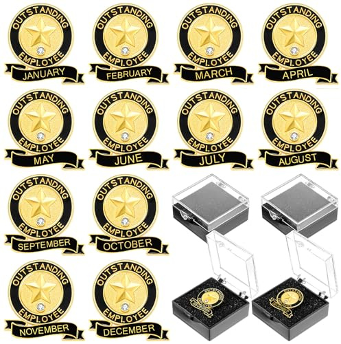 Canlierr 12 Set Employee of the Month Lapel Pin, Outstanding Employee