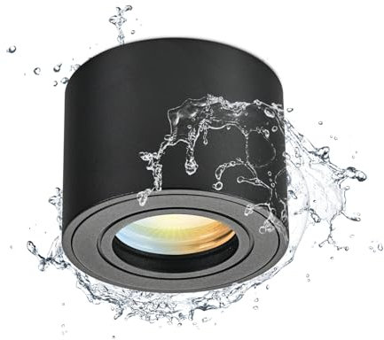 Gleonlux Faretto da Soffitto LED Nero IP44, Faretto LED Interno Dimmerabile 3CCT 5W 230V 3000K/ 4000K/ 6500K, Faretti da soffitto Impermeabile Moderna Alluminio Ø80x60mm per Modulo LED