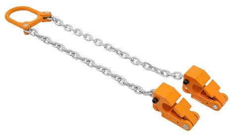 WOQLIBE Kettengehänge, 2 Strang Krankette, Anschlagkette 1T/2204.62lbs, Forstkettefür Heben und Transportieren von Kunststofffässern, Eisenfässern (Gelb)