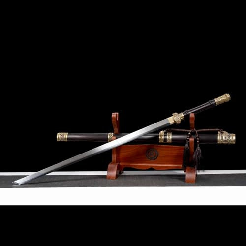 Chinesisches Gerades Schwert,Traditioneller Handschmiedeprozess,T10-Stahl Klinge,Scheide aus Natürlichem Ebenholz,104cm Tang-Schwert zum Sammeln,Heimdekoration,Cosplay,Ausstellen,Geschenk,Kampfsport