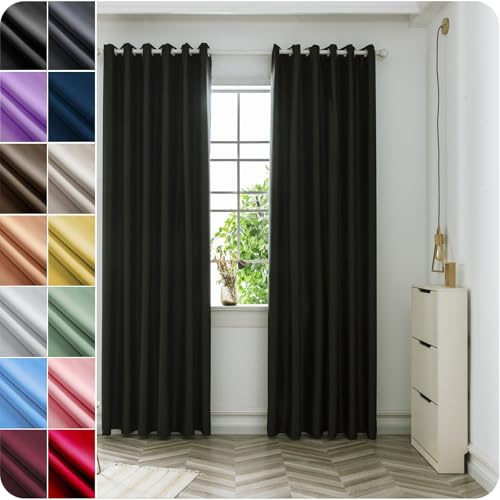 NINGBAI Vorhang Blickdicht Thermovorhang 180 x 270 cm Isolierend Kälteschutz Sonnenschutz Verdunklungsvorhänge Hitzeschutz Thermogardine für Schlafzimmer, Schwarz