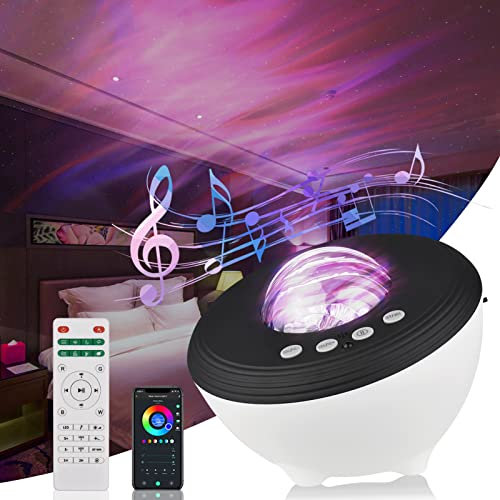 Hanzete Multifunctional Northern Light Aurora Projector Night Light Galaxy Projector BT Music Speaker White Sound Machine with APP Remote Control for Home Bedroom Party