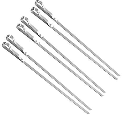 BESPORTBLE 6pièces Lot De Brochettes Barbecue Inox Avec Clip Pour Aiguilles De Cuisson Et Grillades Extérieures