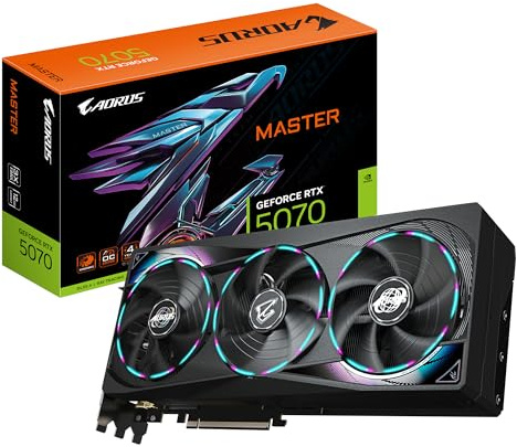 Gigabyte AORUS GeForce RTX 5070 Master 12G Grafikkarte - 12GB GDDR7, 192 Bit, PCI-E 5.0, 2715 MHz Core Clock, 3 x DP 2.1a, 1 x HDMI 2.1b, NVIDIA DLSS 4, GV-N5070AORUS M-12GD