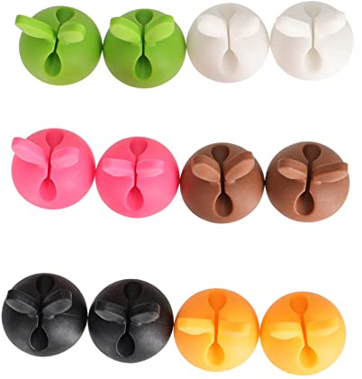 OSALADI Bunny Cable Clip Holder Set for Desk and Home Colorful Silicone Wire Organizer with 12pcs Cable Clips for Earphones Management